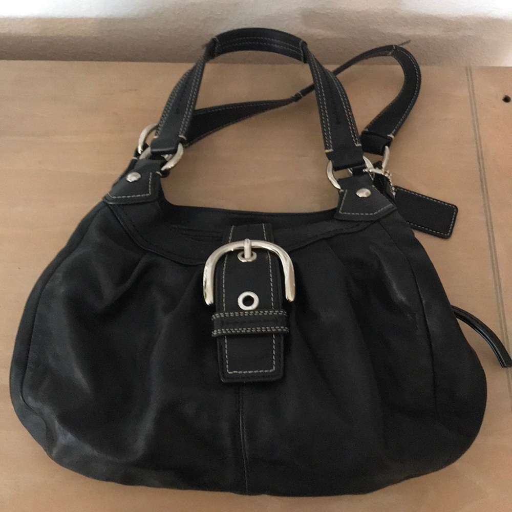 Authentic black leather Coach bag
